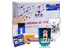 ‎NORDIC SCHILLER NORDIC SCHILLER Bubble Tea Heimset, Tropical Vibes, 100% Vegetarisch und Glutenfrei Boba Set, Passionsfrucht Popping Boba Perlen, Blue Cracao-Sirup und Jasmin-Grüntee