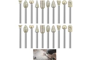 QTKSCEADLNCE 20 Stück Diamant Fräser Set, Diamant Frässtifte Schleifstifte Diamantfräser-Set Hartmetall Schleifstift Schleifen Polierkopf für Stein Glas Edelstein Keramik Schnitzen Schleifen Polieren Gravieren