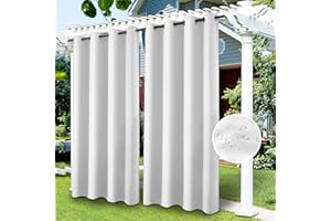 LIVEGO Rideaux d'extérieur Imperméables, Rideau Occultant Isolant Thermiques pour Pergola, Cabanon Jardin Exterieur, Gazebo, Porche Terrasse Pavillon, 1 Panneau (Ivoire, 132 x 213 cm)