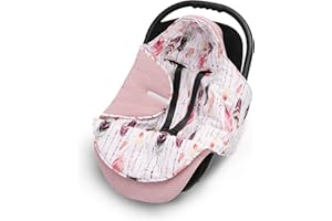 EliMeli Coperta per ovetto, 100% cotone, leggera, per seggiolino auto, in tessuto a nido d'ape e cotone, per l'estate e la primavera, universale, ad esempio Maxi Cos (rosa – piume)