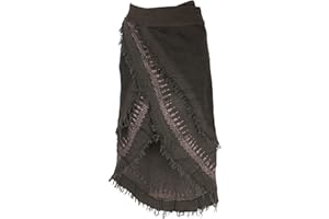 GURU SHOP Goa - Falda cruzada tribal para mujer, color marrón, algodón, talla única, faldas, ropa alternativa corta