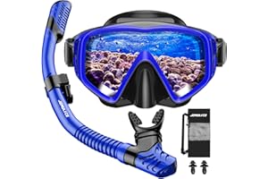 JEMULICE Schnorchelset Erwachsene, Schnorcheln Set mit Taucherbrille und Dry Schnorchel für Herren und Damen, Anti-Leck & Anti-Fog Tauchmaske aus Gehärtetem Glas für Tauchen, Schnorcheln und Schwimmen