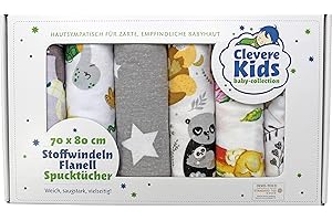 CLEVERE KIDS BABY-COLLECTION ClevereKids Langes bébé en Molton Flanelle| Lot de 6 | 70 x 80 cm | Coton brossé | certifié Oeko-Tex Standard 100 (Unisexe)