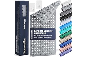 homerella® Bath Mat Non Slip Anti Mould 88x39cm, Machine Washable& BPA free, Shower Mat Non Slip Anti Mould, Non Slip Bath Mat for Inside Bath Tub, Shower Mats for Inside Shower, Non Slip Shower Mat