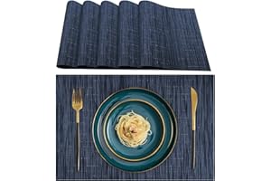 Lumaca Manteles Individuales Lavables, Juego de 6 Salvamanteles Individuales (70% PVC, 30% Poliéster), Resistentes al Calor, Antideslizantes, para Mesa de Cocina y Restaurantes,Azul