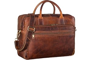 STILORD 'Dawson' skórzana torba na ramiê aktówka z przegrod± na laptopa 15,6 cala Vintage Office Bags DIN A4 Business Satchel wykonane z prawdziwej skóry, Kolor:presti¿ - br±zowy