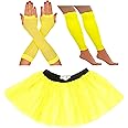 80s Fancy Dress for Women Neon Tutu Skirt 80s costume Neon Party Accessories 1980s Fancy Dress Costumes for Women Neon tutu Neon Leg Warmers Neon Fishnet Gloves Rave Retro Outfit