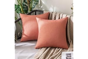 MIULEE 2 Pezzi all'Aperto Copricuscini Impermeabile Federe per Cuscino Decorativi Moderni in Poliestere Cuscini in Lino per Divano Sedie Picnic Camera da Letto 40x40 cm Rosso Corallo
