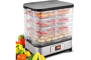 HOPEKINGS COOCHEER Deshidratador de Alimentos 8 Pisos Bandejas, Deshidratador de Frutas y Verduras 400W con Temporizador 72H y Temperatura ajustable,Pantalla LCD,sin BPA