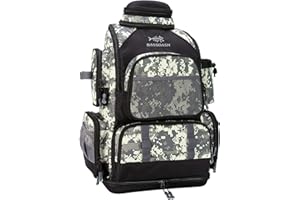 Bassdash Zaino da Pesca Borsa da Pesca Borsa Tattica Leggera e Resistente all'Acqua con portacanne e Copertura Antipioggia Protettiva