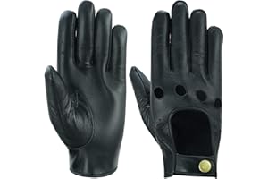 BTR Born To Race Men's Leather Driving Full Finger Gloves Chauffeur 100% Genuine Lambskin Classic Leather Gloves Car Driving Motorcycle Bikers Riding Gloves