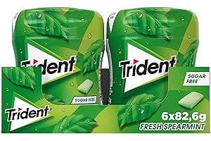 Trident Fresh Bottle Hierbabuena- Chicles sin Azúcar con Sabor a Hierbabuena - 6 Botes de 82,6 g