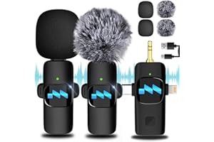 MLZTINGR Lavalier Mikrofon für iPhone Android Kamera, 2 PASE Mikrofon Handy für iPhone/Android Telefon/Kamera/Computer, Ansteckmikrofon mit USB-C/3,5 mm, mikrofon kabellos for YouTube, TikTok