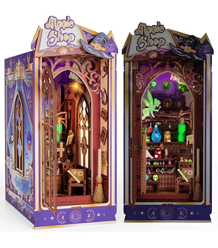 ROBOTIME Book Nook Kit avec Lumières LED, Booknook Puzzle 3D en Bois Livre Décoration de la Chambre Noël Anniversaire Cadeaux pour Filles Femme