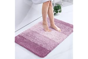 Homaxy Miękki dywanik łazienkowy, antypoślizgowa, nadająca się do prania mata łazienkowa, puszysty, chłonny dywanik z wysokim runem, z mikrofibry, pod wannę lub prysznic, 60 x 90 cm (fioletowy)