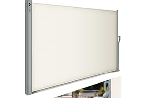 tillvex® Tenda da sole laterale, 180 x 400 cm, estensibile e opaca, frangivista per balcone, giardino e terrazza, tenda avvolgibile laterale con supporto a parete, protezione solare in acciaio inox,