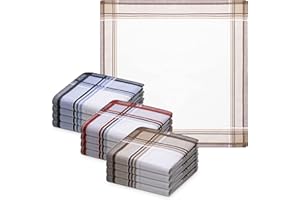 JEMIDI Fazzoletti Cotone Uomo - Set di 12 Fazzoletti Stoffa - Fazzoletti per Naso Taschino Collo - 40 x 40 cm - 100% Cotone - Crema con Bordi Multicolore