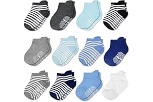 HYCLES Skarpetki dla malucha - 12 par małych chłopców niemowlę dziecko dzieci antypoślizgowe skarpety dla dziewczynki w wieku 1-7 lat skarpetki antypoślizgowe