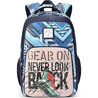 Gear Frolic 19"/24L Large Water Resistant School Bag/Casual Backpack/Daypack/Laptop Bag for Boys/Girls (Blue - Cream)