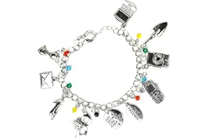 BEAUX BIJOUX Braccialetto femminile argentato con ciondoli a tema Pretty Little Liars, confezione regalo inclusa