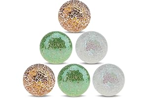 Yatinkim 6stück Mosaikkugeln aus Glas Dekorative Kugeln 8,5 cm für Tafelaufsatz Schüssel Deko Glaskugeln Vasen Tablett Hausdeko Gemischte Farbe