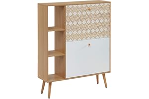 BAÏTA Leika - Zapatero Blanco y Roble, 80 x 23,5 x 97,5 cm