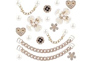 BOFYTR Crystal Bling Shoe Charms - 18 PCS Sparkly Rhinestone Flower Designer Shoe Decorations for Women, Girls & Kids