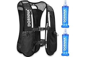DORNNA Ultra Terra V2 - Chaleco Hidratación Trail Running + 2 Soft Flask 500ml de Regalo, Mochila de Correr Hombre y Mujer, Bolsillo Trasero para Vejigas de hasta 1.5L.