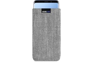 Adore June Business Tasche kompatibel mit Samsung Galaxy S9 Plus / S9+ Handytasche aus charakteristischem Fischgrat Stoff - Display Reinigungs-Effekt