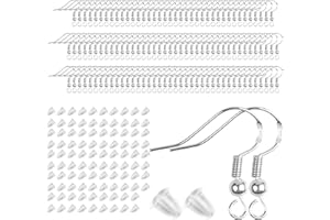 JOYAN Ganci per Orecchini 120 Pezzi Argento Ipoallergenici Argento 925 Ganci con 120 Earring Safety Backs Orecchini Che Fanno Le Forniture Kit per Realizzare Gioielli Fai da te