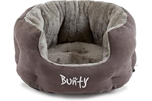 Bunty Polar Dog Bed & Cat Bed, Small | Cosy Fluffy Fleece Calming Dog Bed | High Wall Snuggle Anti Anxiety | Washable Bed & Cushion for Puppy, Small to Large Pets - Grey