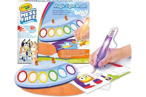 Crayola - Color Wonder Magic Light Brush Bluey, fläckfri målningssats, kreativ aktivitet och present för barn från 3 år, 75-7195