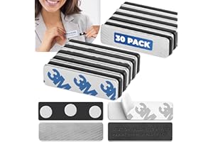 Claev Name Tag Magnets (30 Pack, 1.75 x 0.5 inches), Adhesive Two-Piece Design for Effortless Badge Attachment, Name Badge Magnet Backs w/ 3 Powerful Neodymium Magnets for ID Badge Holders