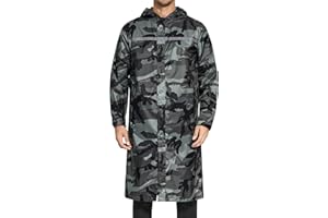 AXESQUIN Lange Regenjacke Herren Wasserdicht Atmungsaktiv mit Kapuze Packbar Regenmantel mit Reflektierender Streifen Regenponcho für Outdoor Fahrrad Wander