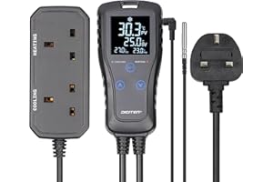 DIGITEN Digital Temperature Controller Pre-Wired 2-Stage Outlet Thermostat Heating & Cooling Mode for Fermentation, Seed Germination, Reptiles and Brewing Breeding Incubation Greenhouse