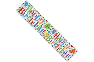 FANCYDRESSCOZ Happy Birthday Party Banner Giant Extra Wide Decoration Multicolour Rainbow Children's Adult's Boy's Girl's Recyclable Eco Friendly Holographic Shiny Sparkly Party Banner