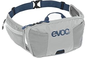 EVOC HIP POUCH 1 saszetka biodrowa, saszetka typu fanny pack, saszetka biodrowa na wycieczki rowerowe i szlaki (pojemność 1 l, 2 kieszenie na pasie biodrowym, 2 dodatkowe kieszenie), kamienny szary