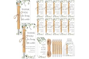 BOOCOOBERG 20pcs Bamboo Ballpoint Pens with Thank You Bookmark Cards - Colleagues & Teacher Appreciation Gifts (20)