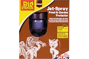The Big Cheese Jet Spray Pond and Garden Protector Motion Activated Water Jet Spray Pond and Garden Protector - Protects Garden Ponds, Pools, Flowerbeds, and More from Herons and Nuisance Wildlife