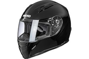 ‎NEXO Nexo Integralhelm Motorradhelm Helm Motorrad Mopedhelm Basic II, herausnehmbares Komfortpolster, mehrfache Be-, Entlüftung, Nasen-, Kinnwindabweiser, klares Visier, Ratschenverschluss, XS-XL