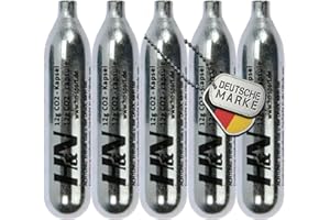 5 x 12g Co2 Kapseln für Airsoft Pistole, Softair, Paintball, Luftpistole oder Luftgewehr - H&N Sport CO2 Patronen Kapsel
