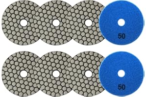VENJELD Diamond Dry Polishing Pads 100mm 8pcs Polishing Kit Grit 50 for Granite Marble Artificial Stone Quartz for Angle Grinder