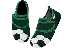 Kyopp Hausschuhe Kinder Barfussschuhe Klettverschluss für Jungen Mädchen Atmungsaktive Breite Pantoffeln Rutschfest Kindergarten Slippers