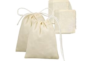 OOTSR 20 sacchetti in cotone con coulisse, 20 x 25 cm, riutilizzabili in cotone, per caffè, tè, zuppa, salsa, brodo di erbe, sacchetti in mussola per la casa e la cucina (20 x 25 cm)