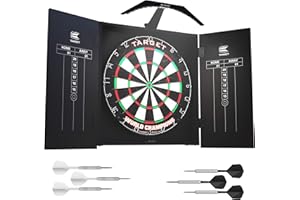 Target Darts Arc Dartboard Lighting System Home Cabinet Set - Includes World Champions Dartboard and 2 Sets of Darts, Black