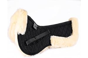 Merauno Sheepskin Saddle Pad High-cut Withers Lambskin Half Pad Middle Free Fully Lined Horse Half Pad Spine Free
