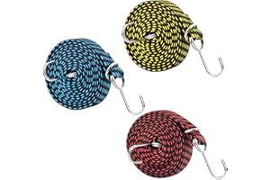 AKOFIC Spanngummi mit Haken, 3er-Set Extra Stark Elastischer Spannband Spanngurte, Expander, Gepäckspanner, Gummiseil, Gummizug, Expanderseil für Fahrrad, Autotransporter, Motorrad, Camping, 2M Lang