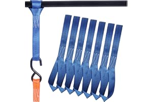 JAKAGO 8 PCS Soft Loop Tie Down Straps,Heavy Duty Webbed Nylon Lashing Loops Straps,Load Capacity 1500 LBS,Great for Car Motorbike Camping Climbing Hang Attachments (30cm/12in,Blue)