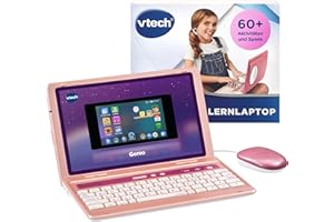 ‎VTECH VTech Genio Laptop I Lerncomputer mit Internetzugang Textprogramm und 40 Lernspielen I Kinder PC mit Elternkontrolle Musik- und Videoplayer Kalender Tagebuch-App I Alter 5–12 Jahre I pink