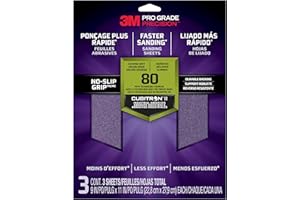 SCOTCHBLUE 3M Pro Grade Precision Faster Sanding Sanding Sheets 80 grit Coarse, 26080TRI-3, 22.8 cm x 27.9 cm, 3/Pack